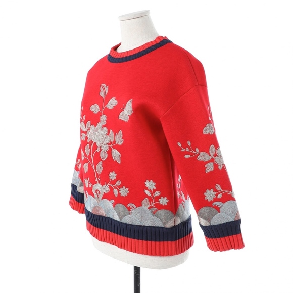 Gucci red viscose jersey  embroidered  sweater S - Picture 2 of 7